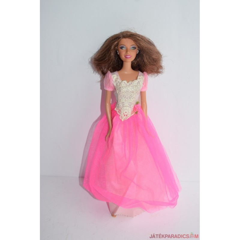 Rózsaszín ruhás hercegnő Barbie baba
