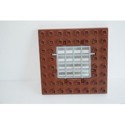 Lego Duplo várfal elem: fekete alaplap rácsos ajtóval