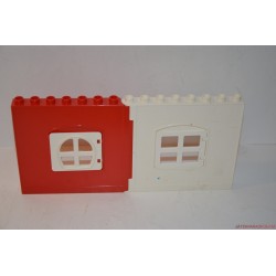 Lego Duplo piros-fehér fal ablakkal és ajtóval