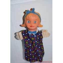 Vintage kislány kézzel festett gumifejű báb